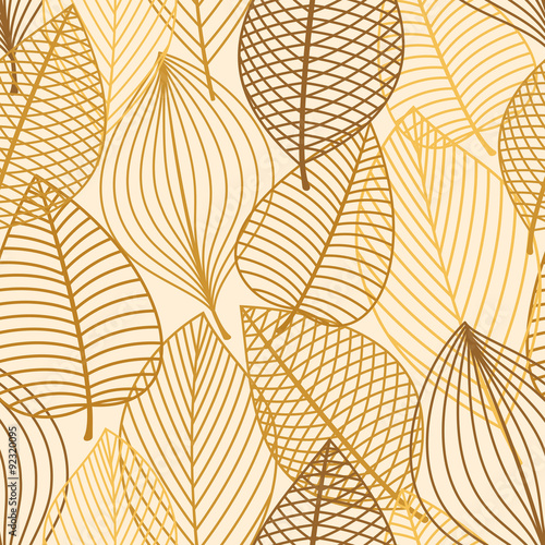 Yellow and brown leaves seamless pattern