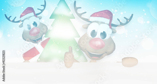 Christmas Thumbs Up Reindeer Cartoon Design © wetzkaz