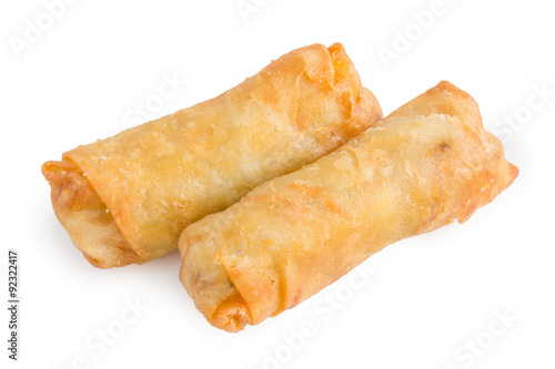 Fried Spring rolls on white background