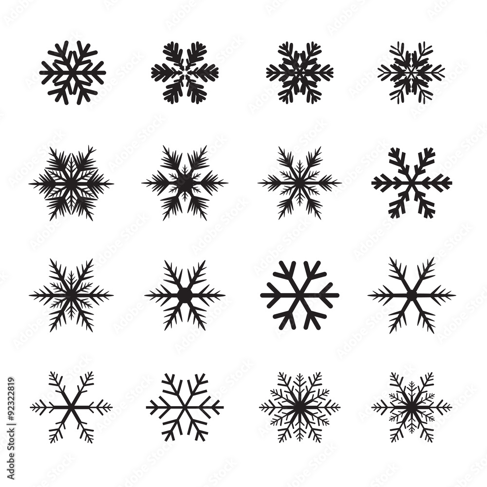 Set of black snowflakes Set of black snowflakes