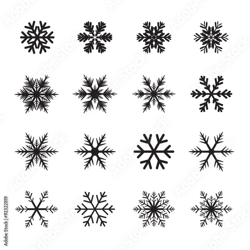 Set of black snowflakes