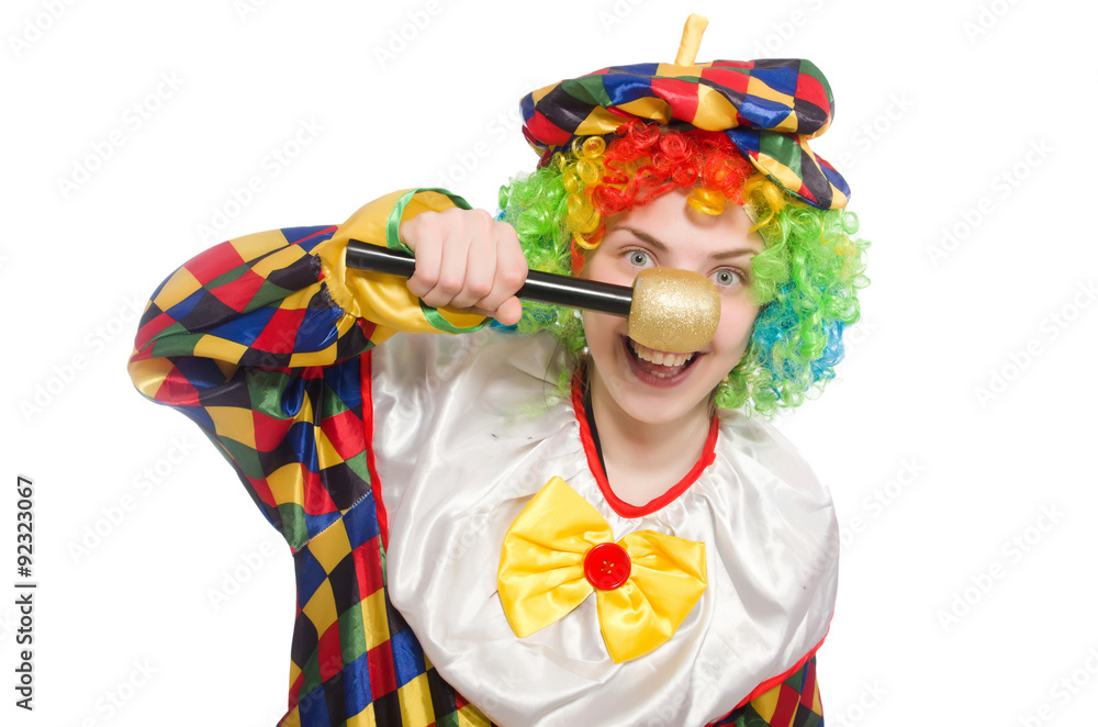 Clown with mic isolated on white background Clown with mic isolated on white background