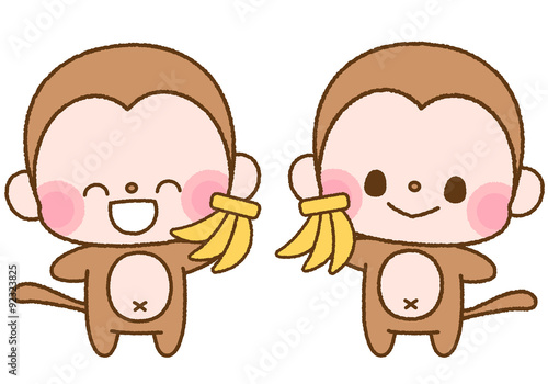 バナナを持つ猿キャラクター イラストカット2点 Stock イラスト Adobe Stock