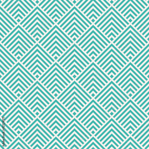 Seamless mint and white art deco square chevrons pattern vector
