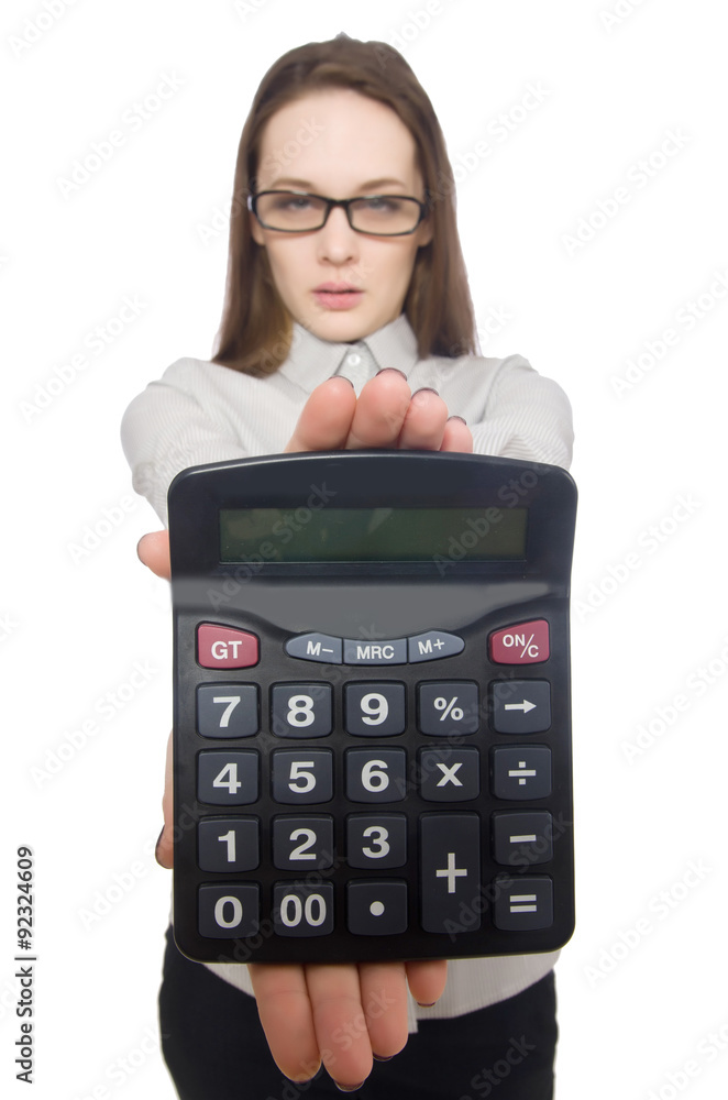 Woman in business concept isolated on white Woman in business concept isolated on white