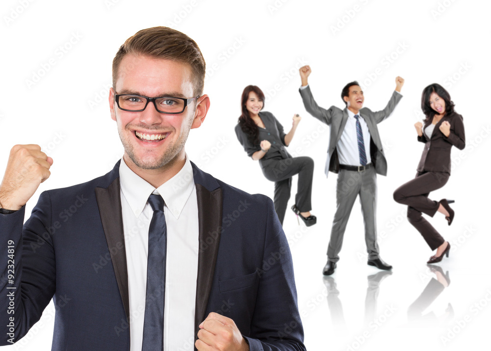 Group of business people celebrating their achievement Group of business people celebrating their achievement