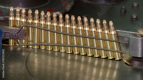 Factory of ammunition, bullets for rifle on production line