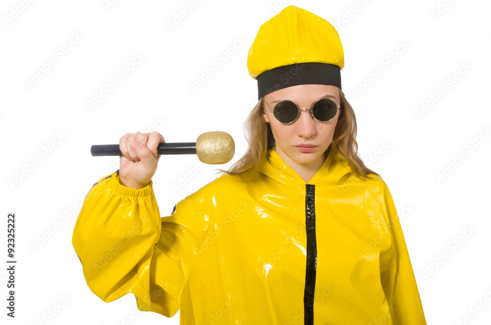 Woman in yellow suit isolated on white Woman in yellow suit isolated on white