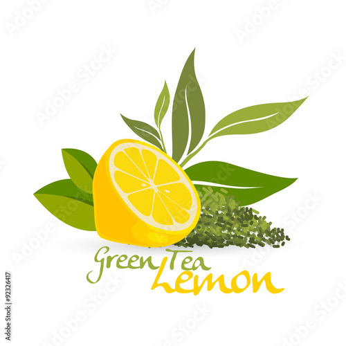 green tea lemon vector