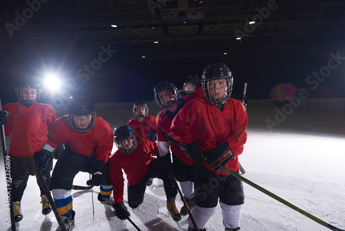 happy children gropu  hockey team sport players © .shock