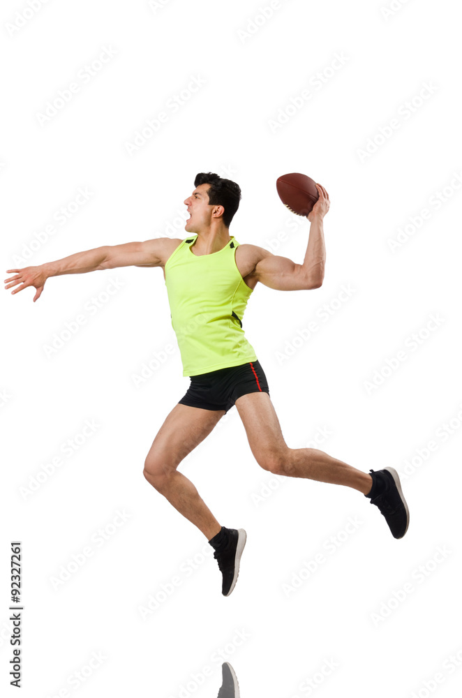 Man playing american football isolated on white Man playing american football isolated on white