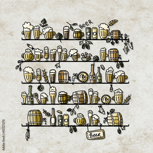 Shelves with beer, sketch for your design