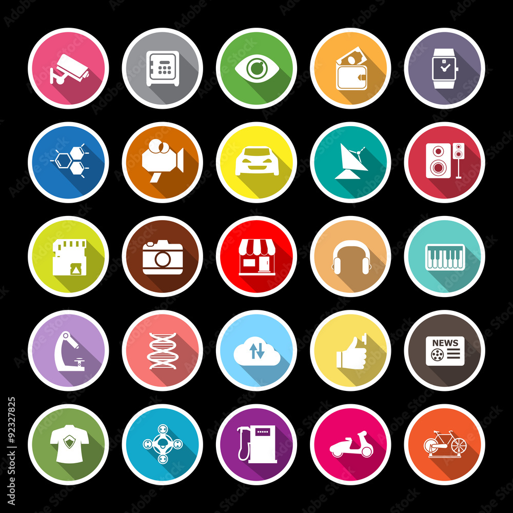 Hitechnology flat icons with long shadow Hitechnology flat icons with long shadow