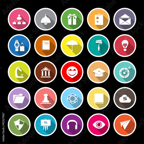 Job resume flat icons with long shadow