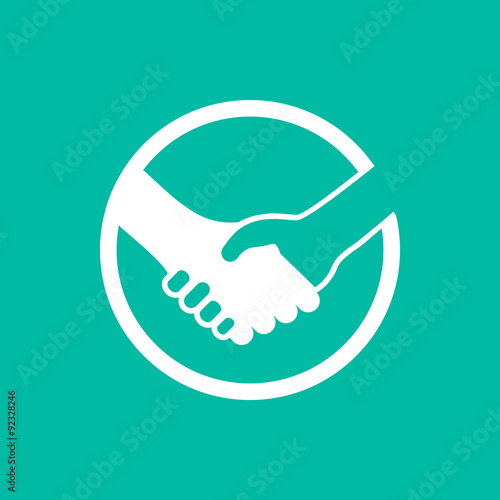 White Handshake Circle with Colored Background