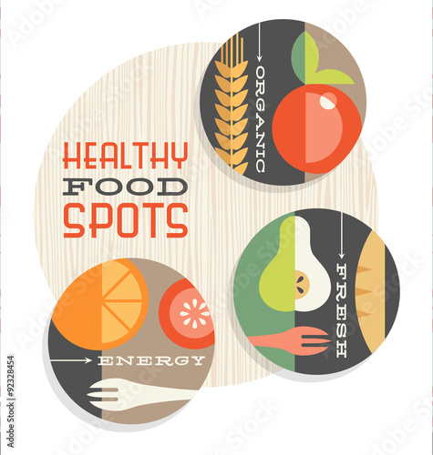  set of retro spot illustrations of healthy foods