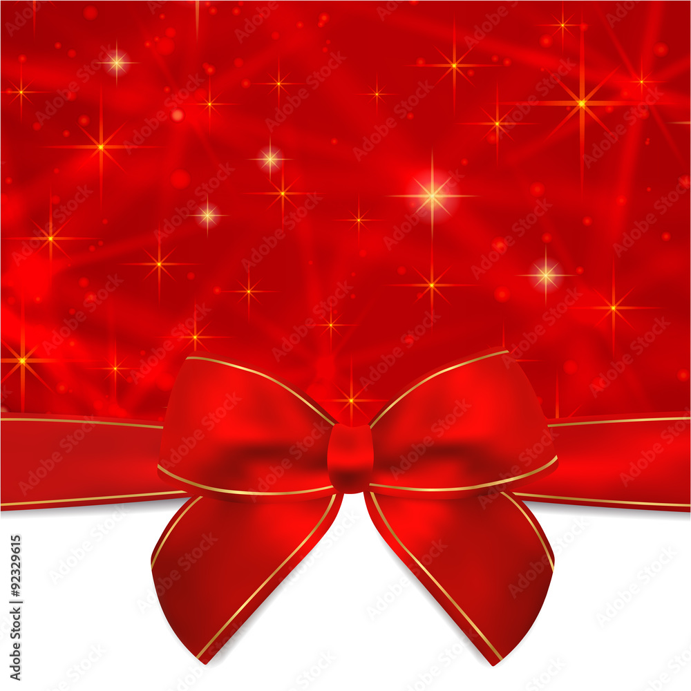 Christmas gift card blank and red ribbon bow on white background, New year  present concept Stock Photo by rawf8