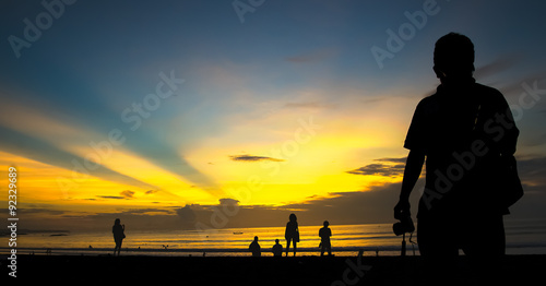 Enjoy sunset at Kuta Beach in Bali  Indonesia
