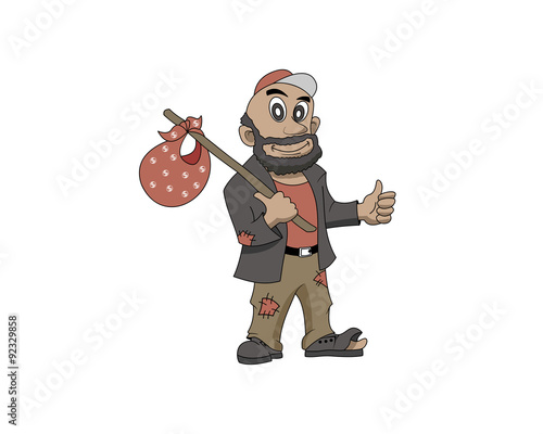 Hobo cartoon character vector illustration 1