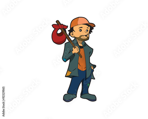 Hobo cartoon character vector illustration 2
