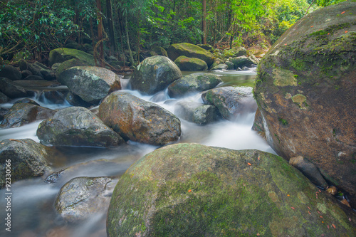 Klong Pla Kang waterfall.Located in Khao Chamao - Khao Wong A large waterfall cascades approximately three kilometers in length throughout the second side is pure virgin forest. Thailand. photo