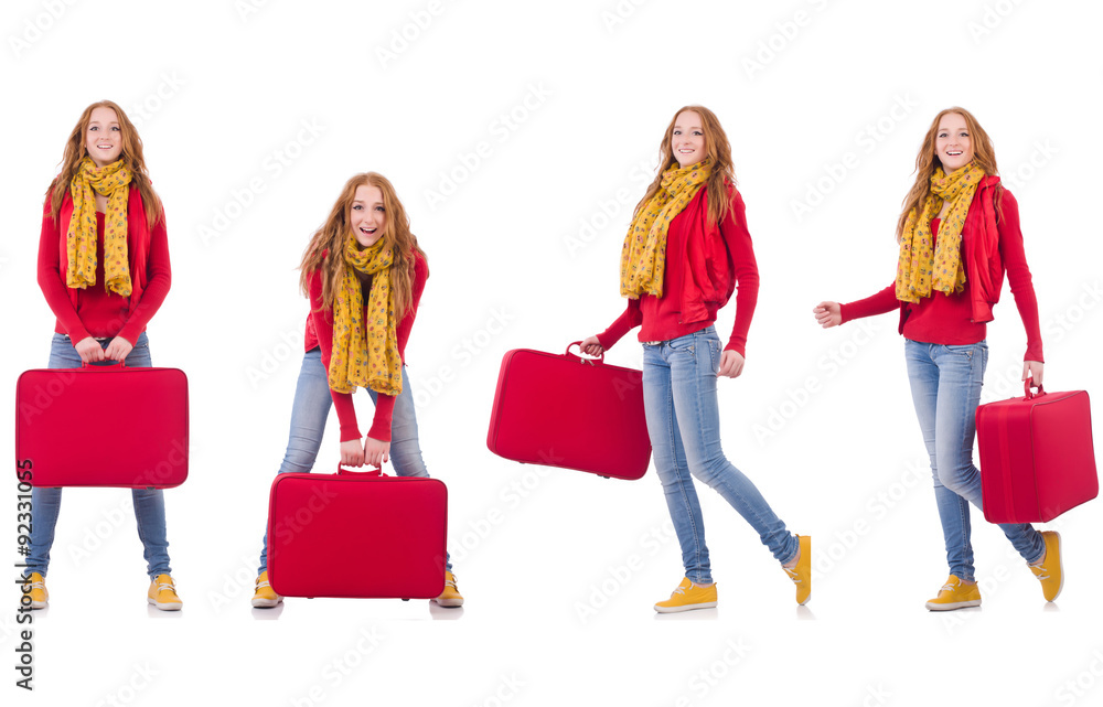 Obraz premium Set of photos with woman travelling