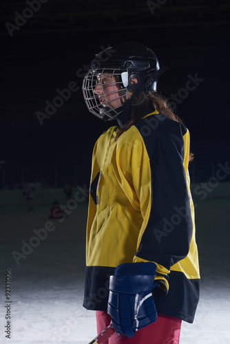 teen girl  ice hockey player portrait