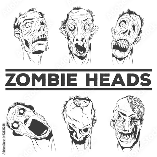 Zombie heads vector illustrations