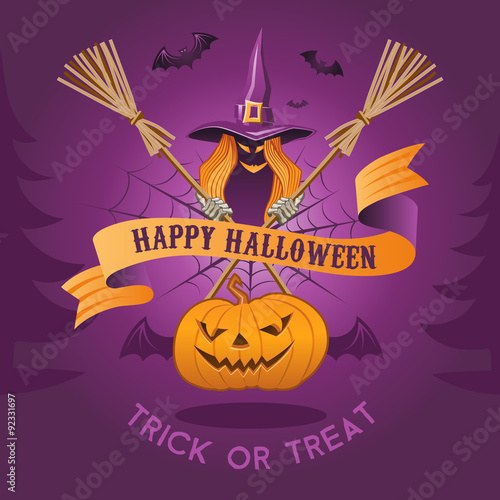 Halloween illustration with witch