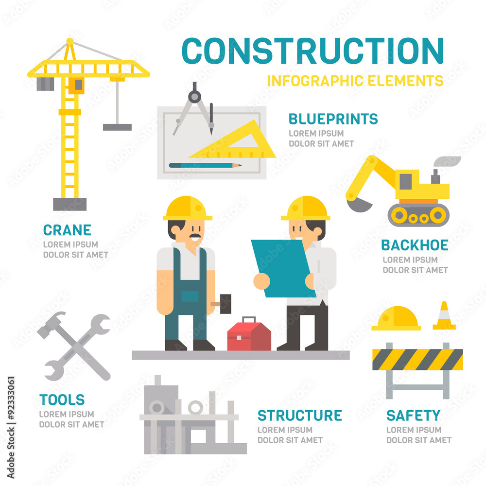 Construction site flat design infographic Construction site flat design infographic