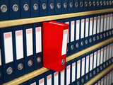 Red folder in the shelf