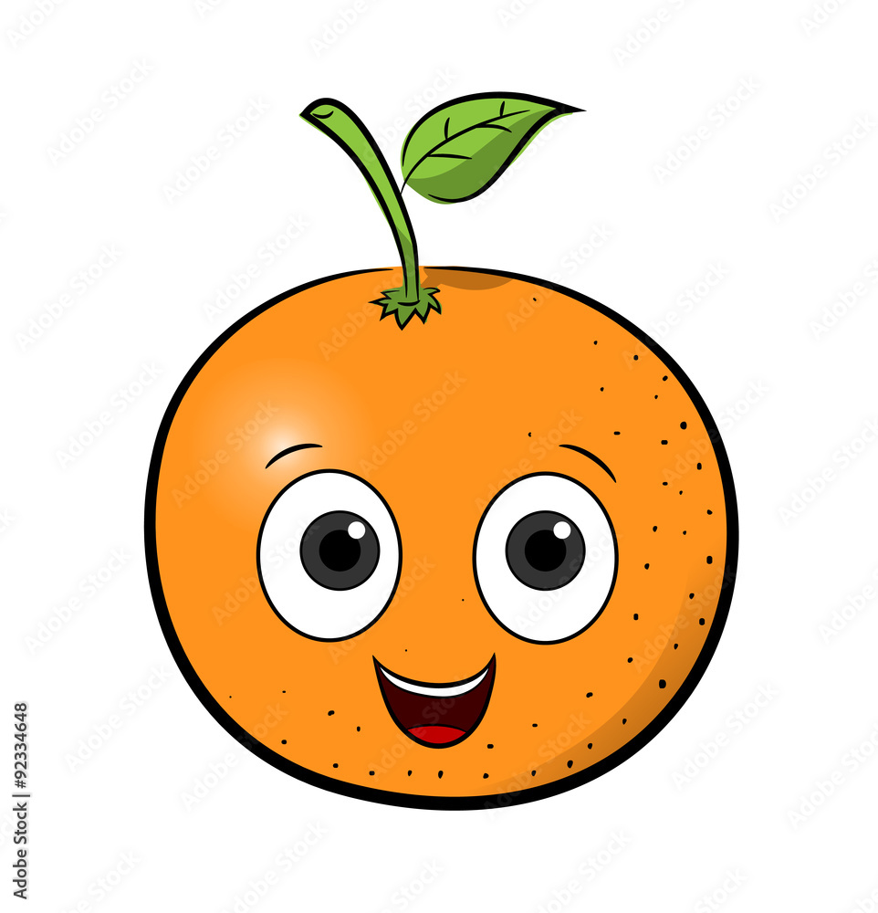 Orange Cartoon, a hand drawn vector illustration of a cartoon orange with  happy face. Stock Vector | Adobe Stock