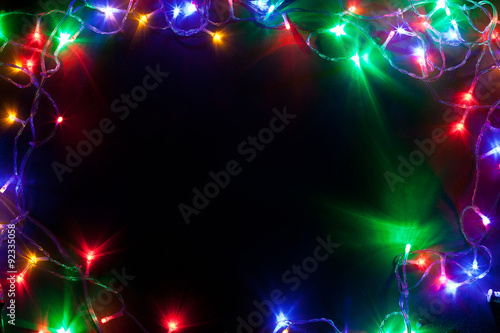 Christmas frame with fairy lights.