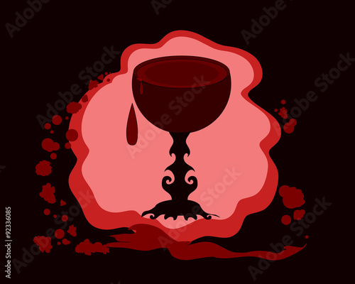 Halloween vector illustration with vampire cup full of blood