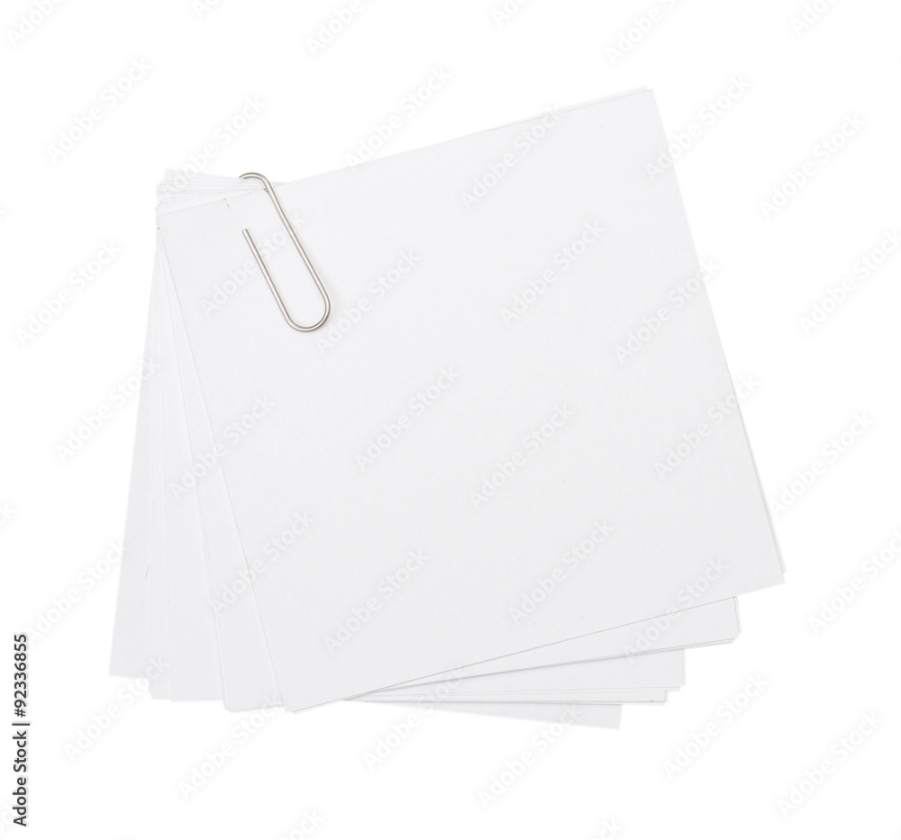 White paper sheets for letter with clip isolated on a white background White paper sheets for letter with clip isolated on a white background