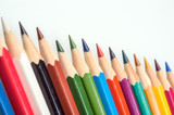 The colored pencils on a white background
