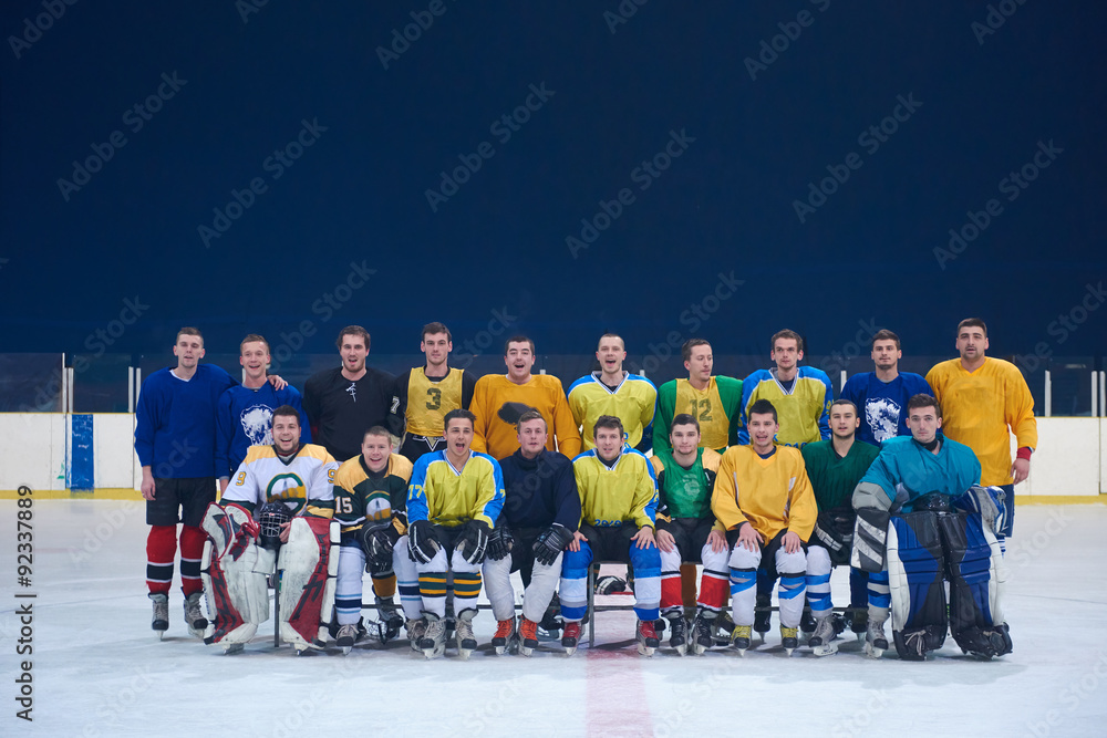 Naklejka premium ice hockey players team portrait