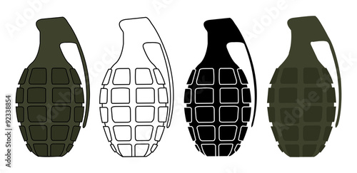 Grenades set. Color, contour, silhouette