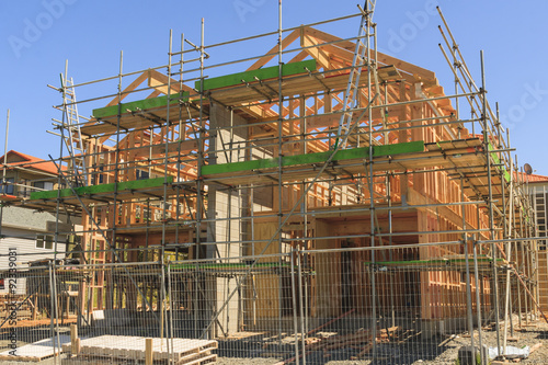 Wooden house construction, building in New Zealand