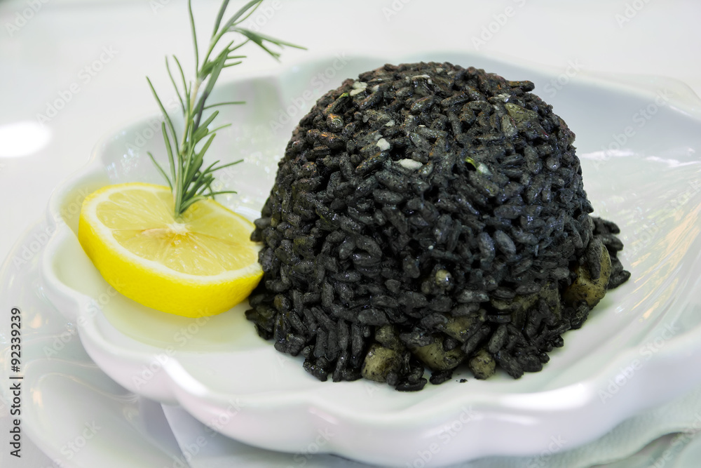 Black risotto and squid Black risotto and squid