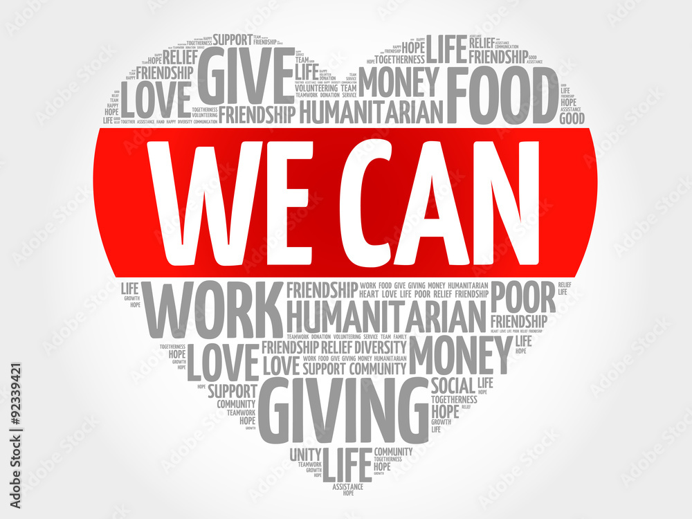We Can word cloud, heart concept We Can word cloud, heart concept