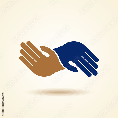 Teamwork Hands Logo. Vector illustration.