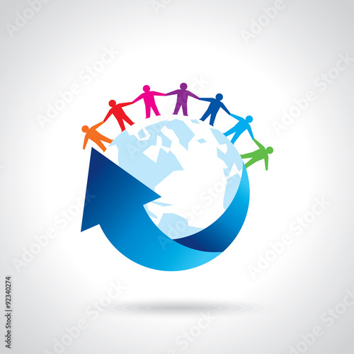Earth Globe with people teamwork concept