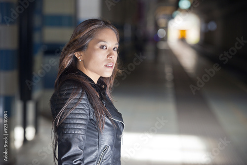 Photography Woman waiting on a train