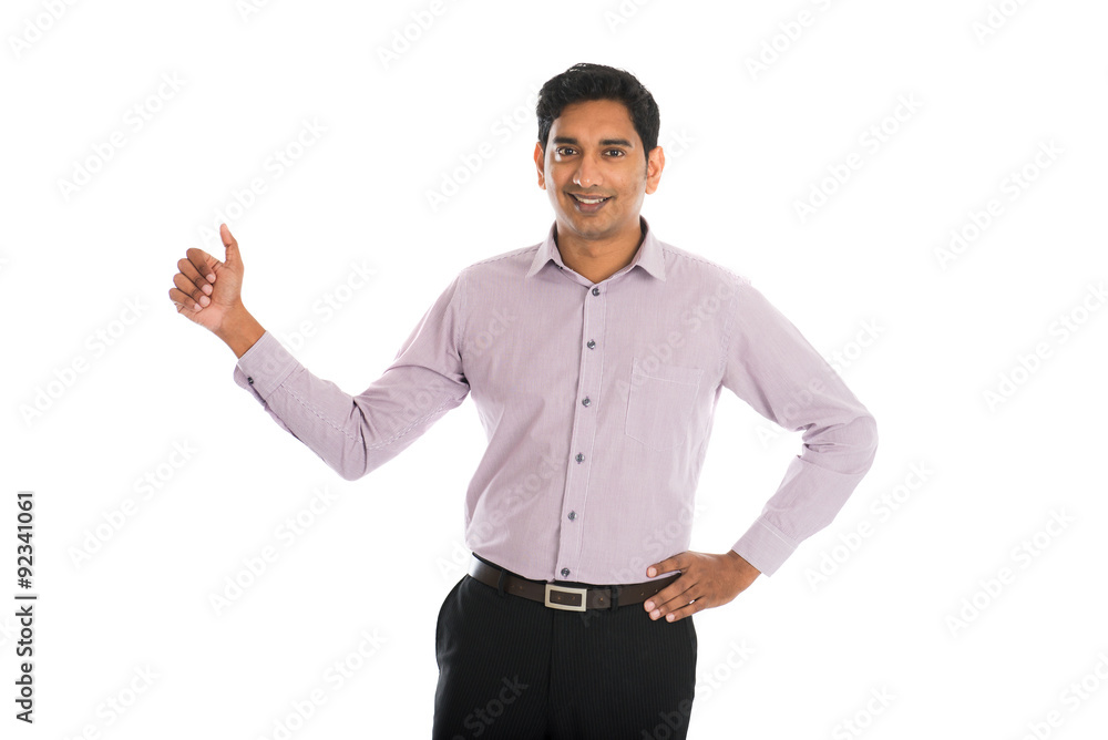 indian business male with thumbs up and smiling indian business male with thumbs up and smiling