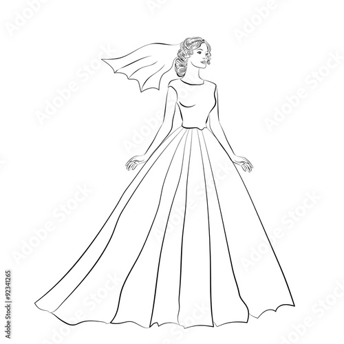The   bride in a wedding dress.