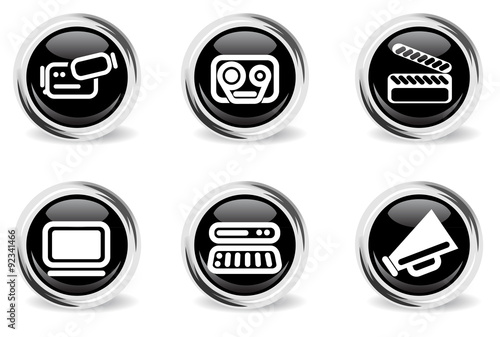 round glossy media icon set