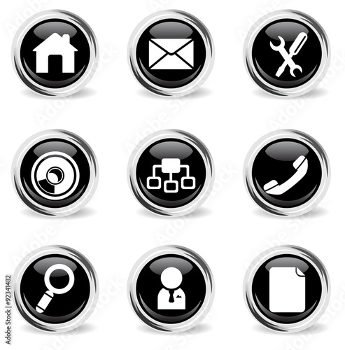 glass round web icon set