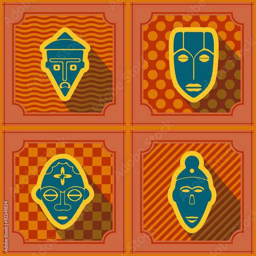 Seamless background with African ritual masks for your design