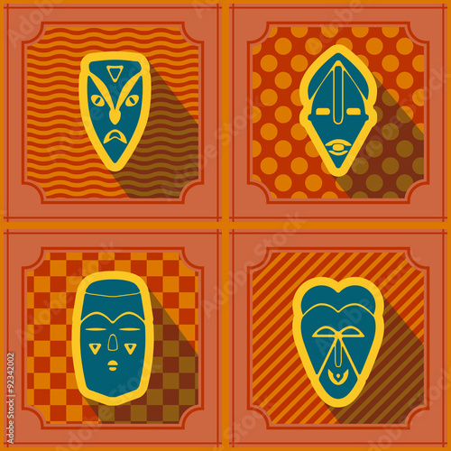 Seamless background with African ritual masks for your design